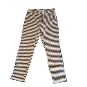 46. H&M Women's Navy Blue and White Striped Pants With Zipper Side Close Size 10